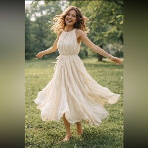 Elegant Crinkled Cotton Gauze Dress